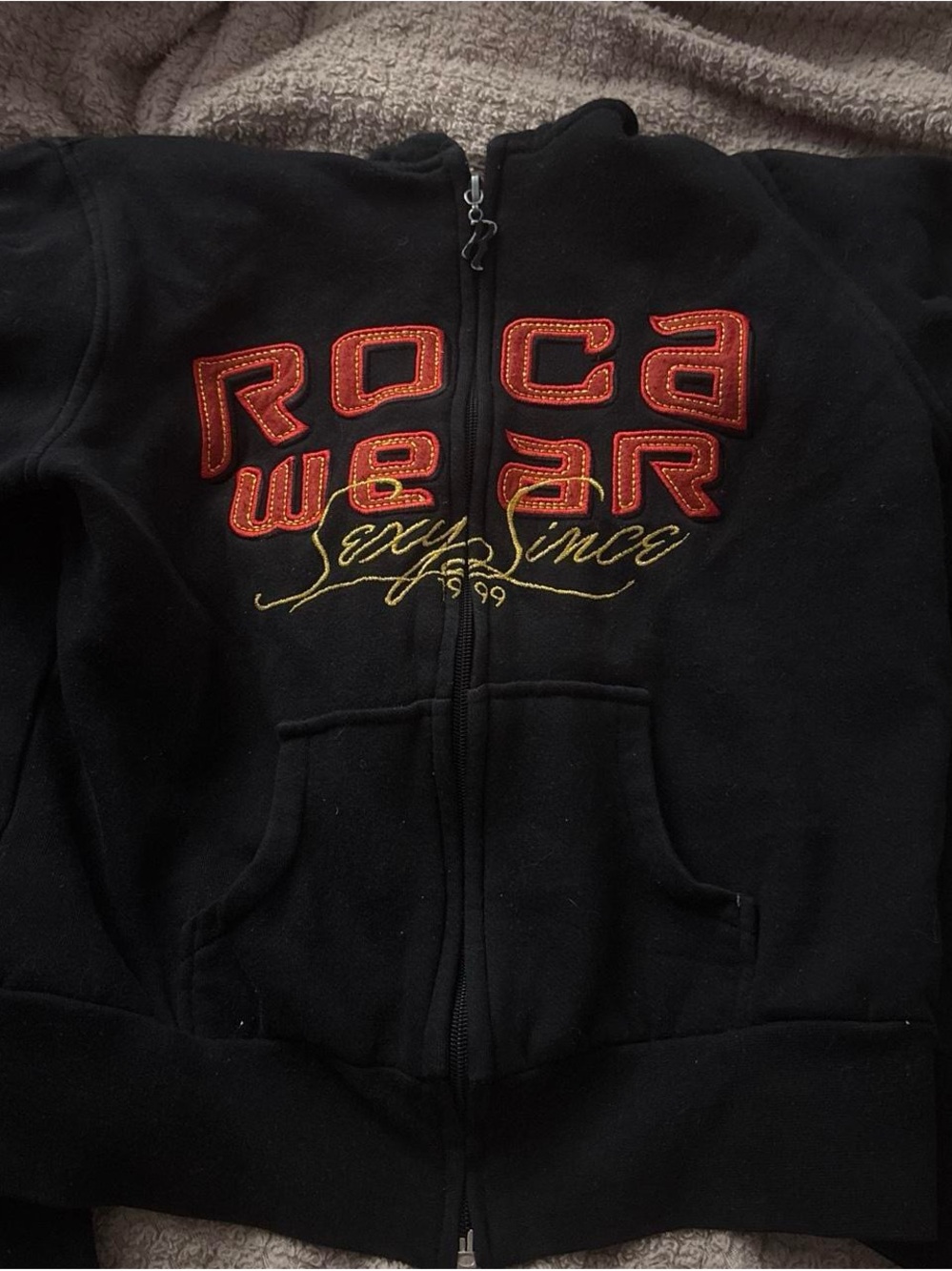 Rocawear  Black Zip-Up Hoodie with Red Logo